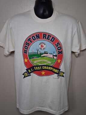 VTG 1990 Boston Red Sox AL East Champs Large MLB T-shirt Single Stitch NEW NWOT